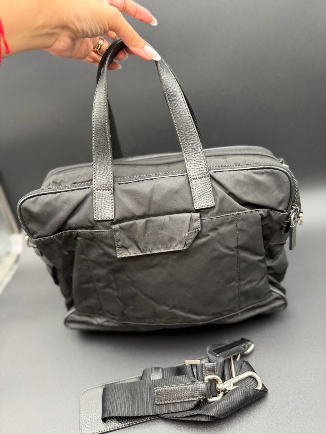 Prada Vintage Nylon Tessuto Laptop Briefcase Black Messenger