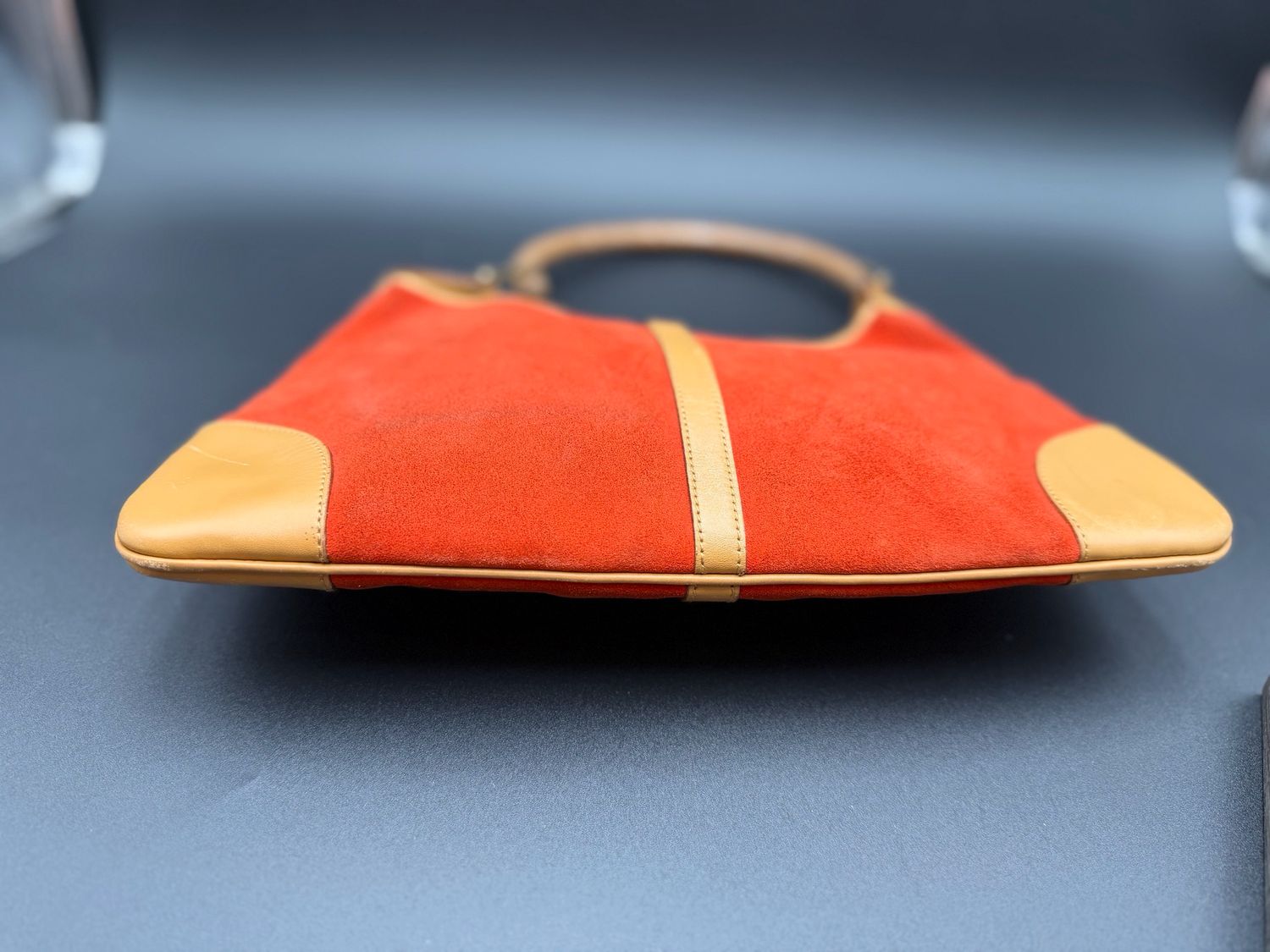Gucci Jackie Suede Red Bamboo Strap Hobo Shoulder