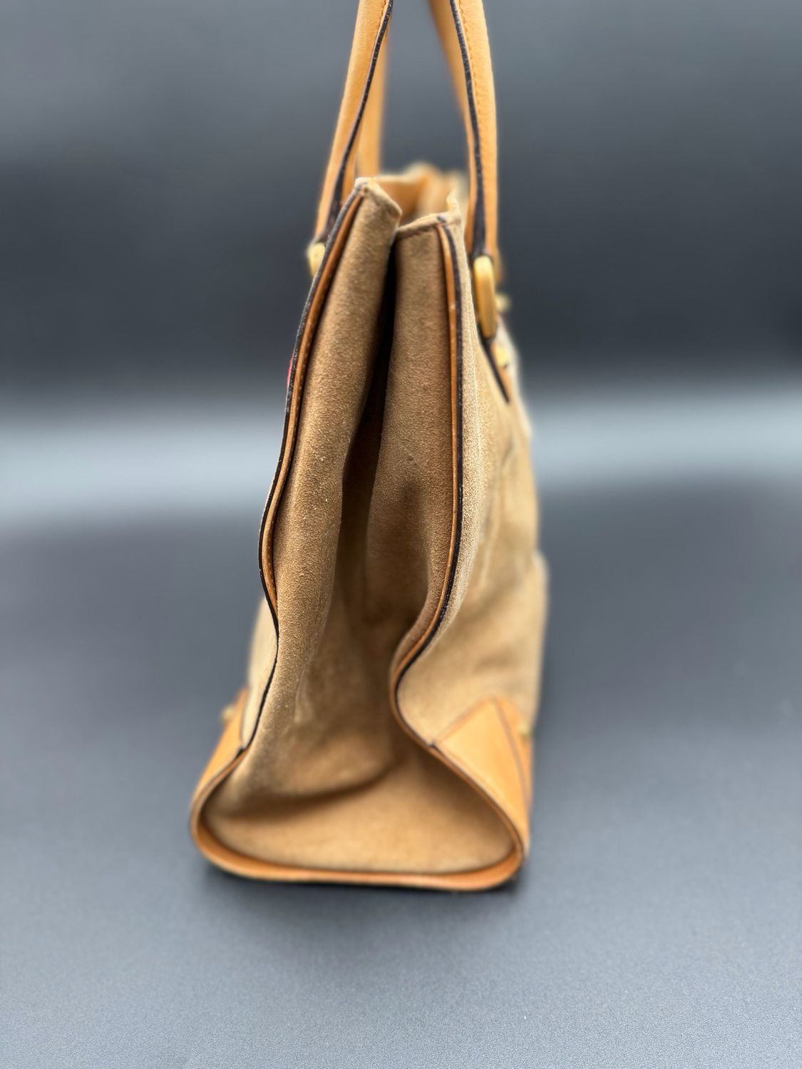 Gucci Nailhead Suede Tote Shoulder