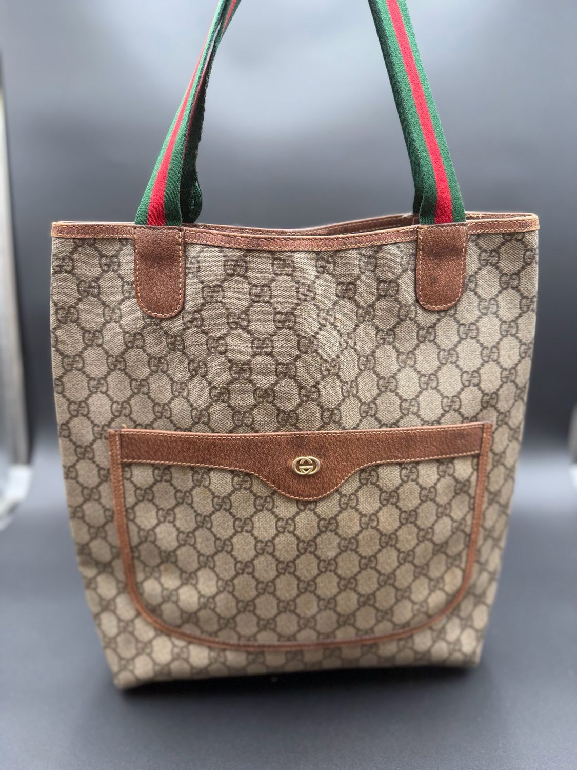 Gucci Vintage Supreme Plus Web Strap Tote