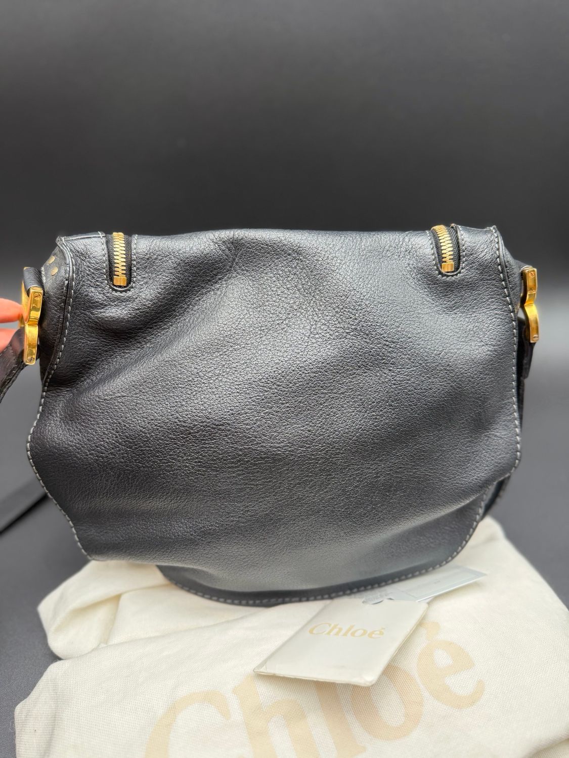 Chloe Marcie Saddle Messenger Crossbody Sling Black