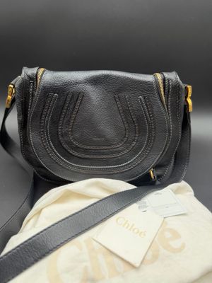 Chloe Marcie Saddle Messenger Crossbody Sling Black