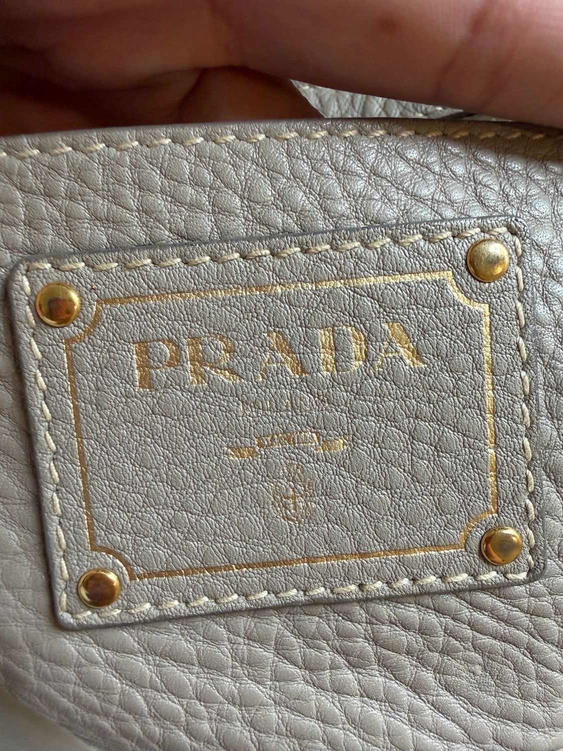 Prada Vitello Daino Long Strap Tote Shopper Side Pocket