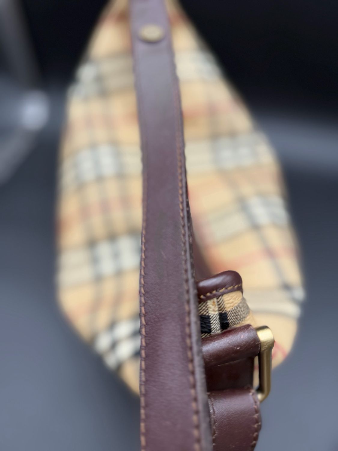 Burberry Haymarket Check Hobo Shoulder Bag