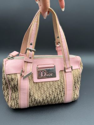 Christian Dior Trotter Canvas Monogram Tote Shoulder Pink 