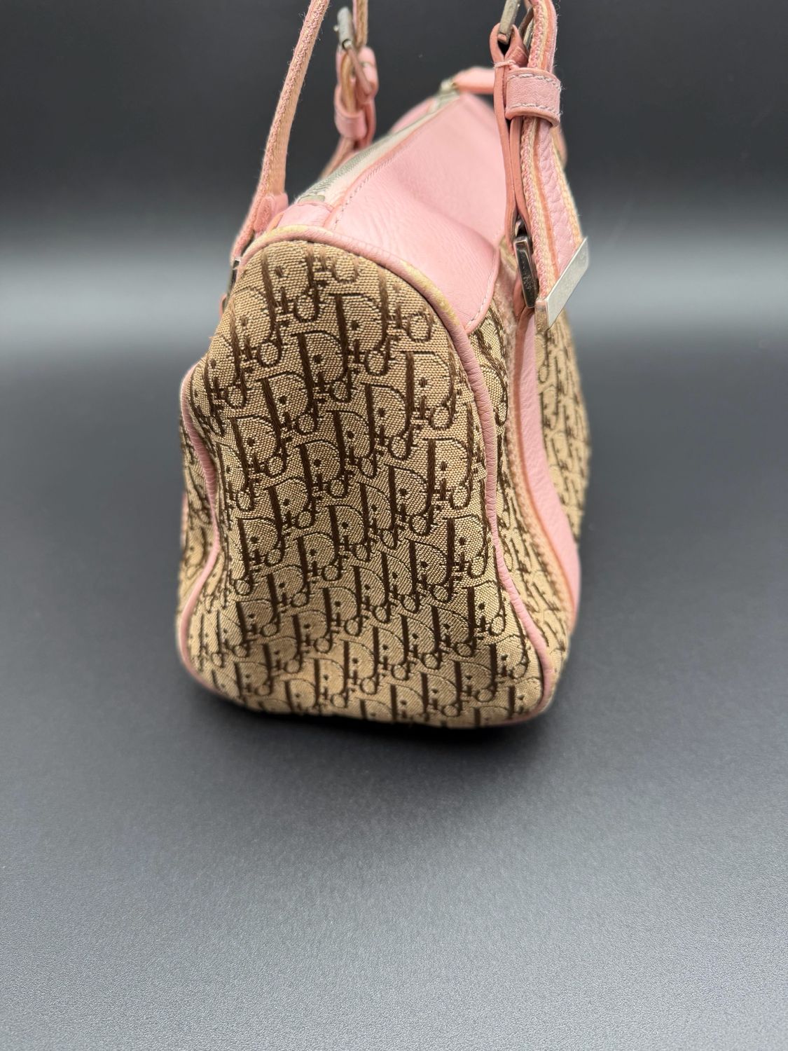 Christian Dior Trotter Canvas Monogram Tote Shoulder Pink 