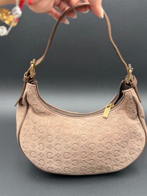 Celine Vintage Suede Macadam Hobo Shoulder Halfmoon