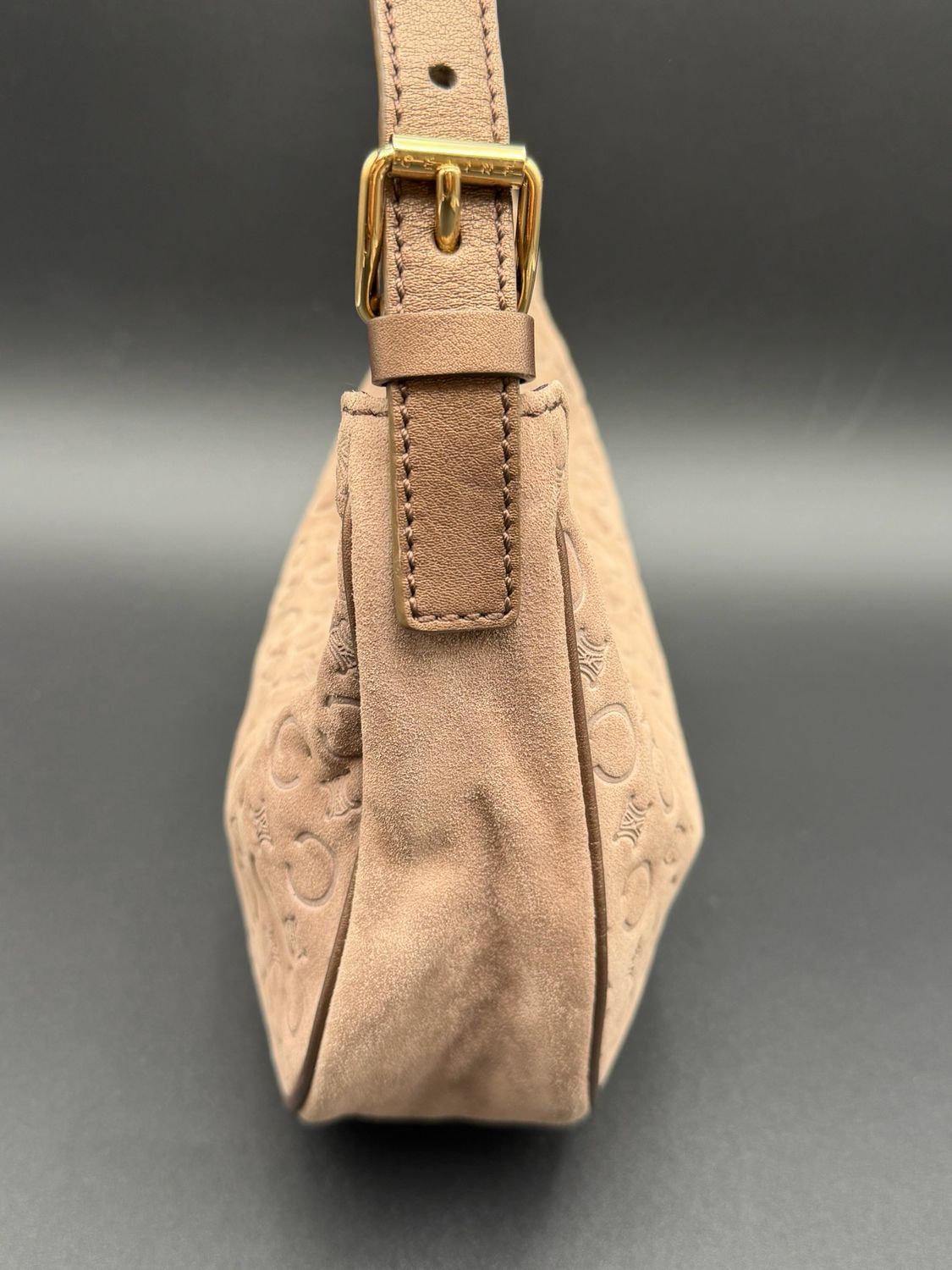 Celine Vintage Suede Macadam Hobo Shoulder Halfmoon