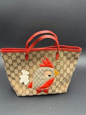 Gucci Monogram Canvas Mini Top Handle Zoo Animal Bird 