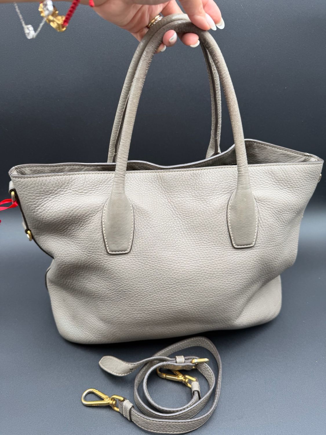 Prada Vitello Daino Messenger Crossbody Top Handle Tote