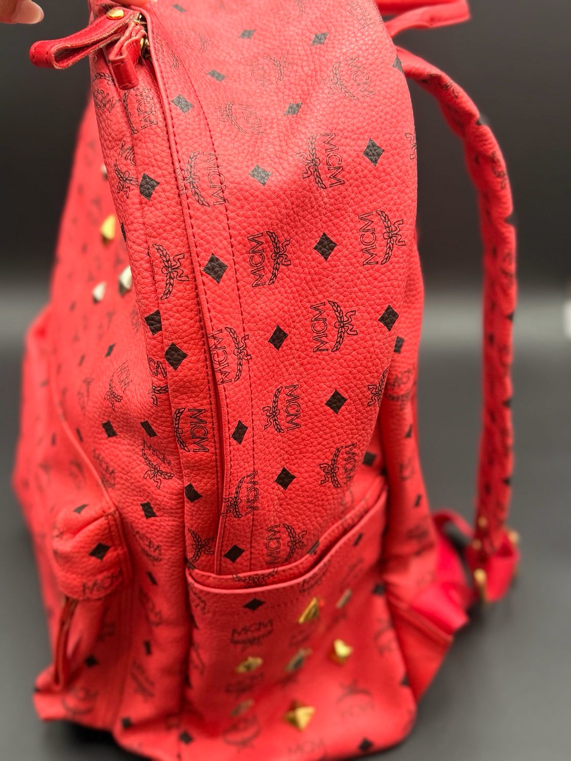 Mcm Visetos Studded Backpack Pink 