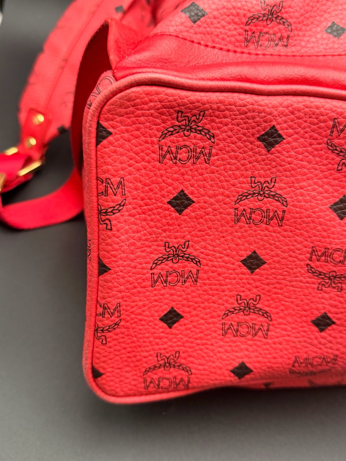 Mcm Visetos Studded Backpack Pink 
