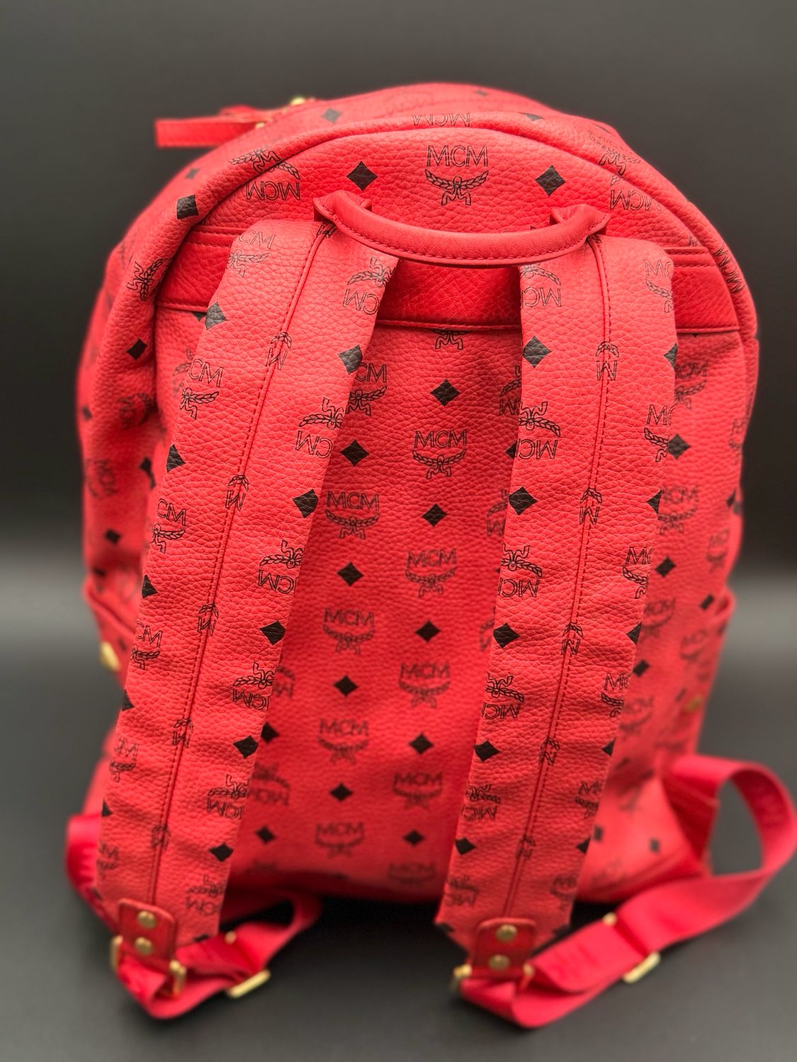 Mcm Visetos Studded Backpack Pink 