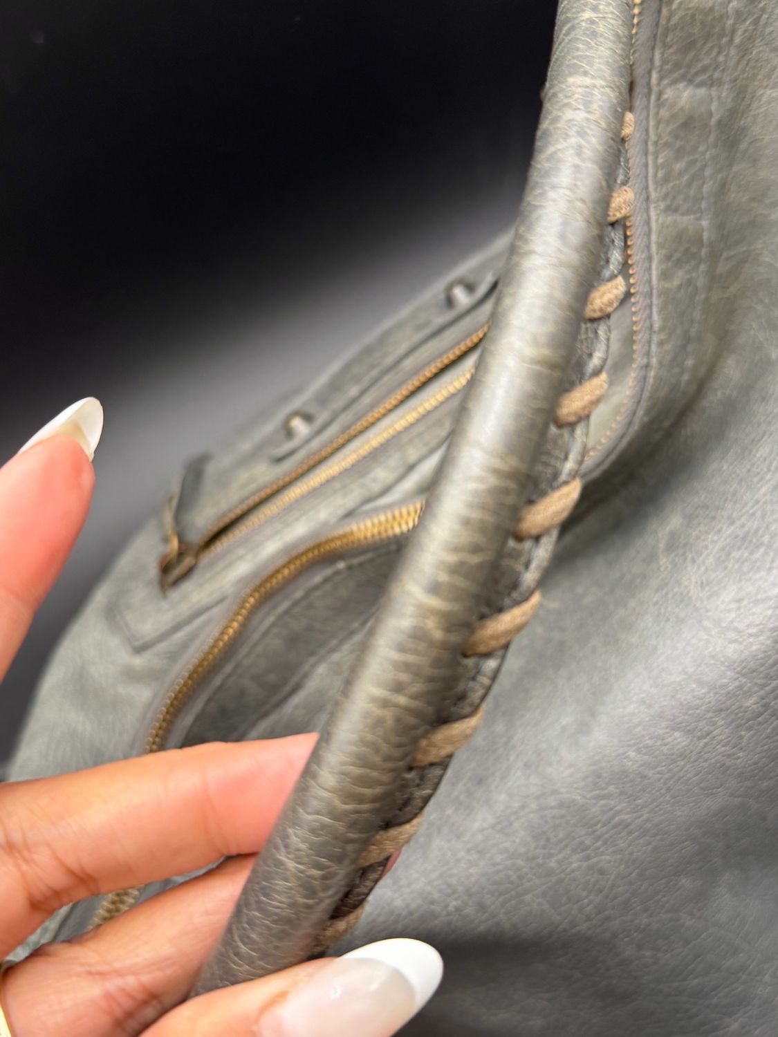 Balenciaga Motocross Hobo Shoulder Grey 