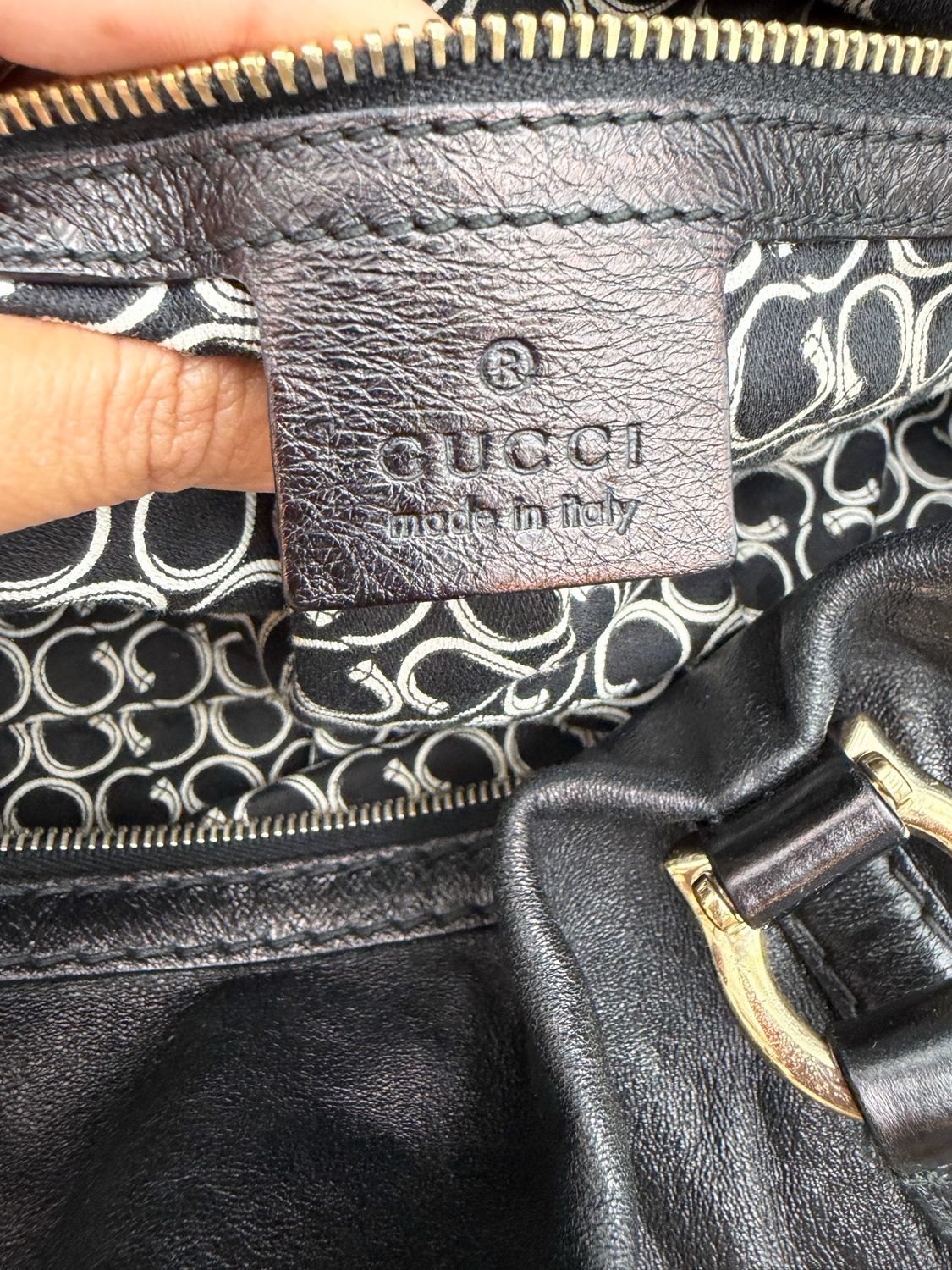 Gucci Boston Bowler Tote Shoulder Handbag Leather Black