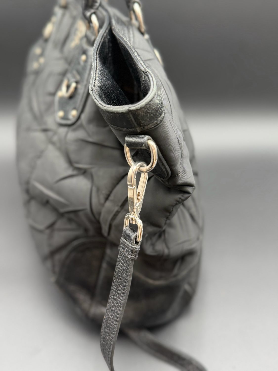 Prada Nylon Tessuto Chevron Sling Messenger Tote