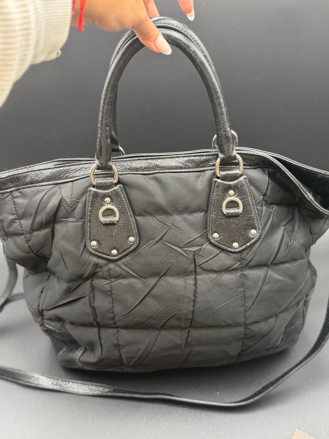 Prada Nylon Tessuto Chevron Sling Messenger Tote
