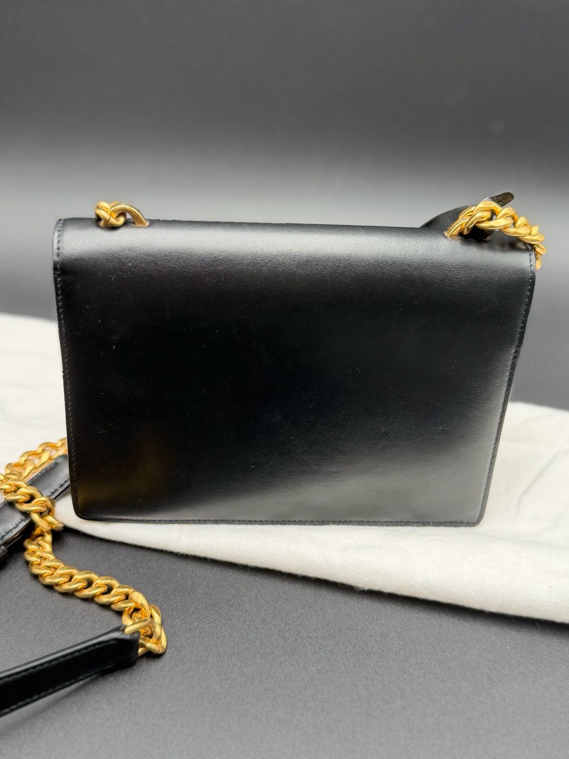 Prada Soft Calf Nero Flap Gold Chain Sling Messenger Crossbody 