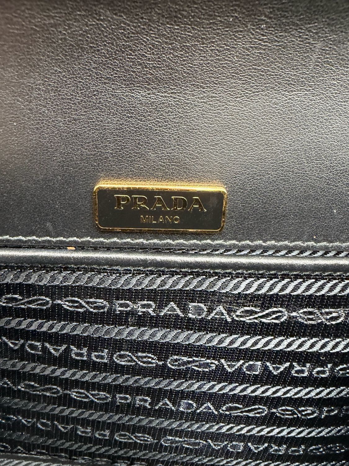 Prada Soft Calf Nero Flap Gold Chain Sling Messenger Crossbody 