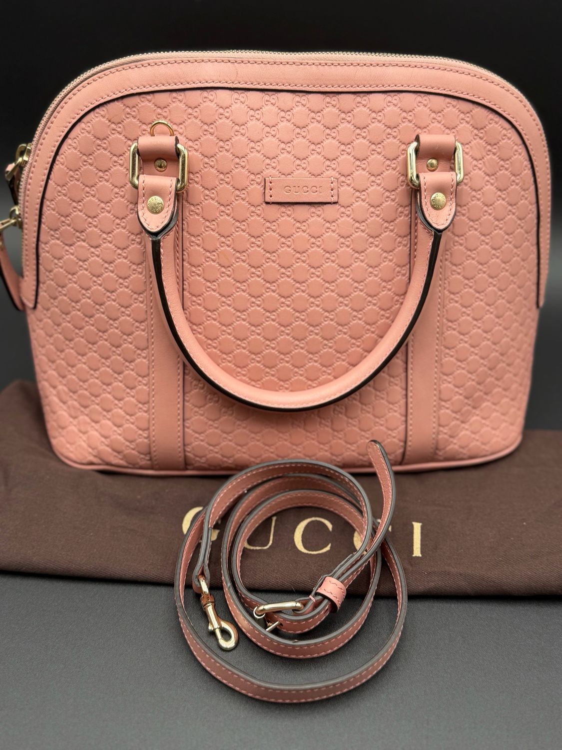 Gucci Microguccissima Dome Medium Tote Messenger Crossbody Sling