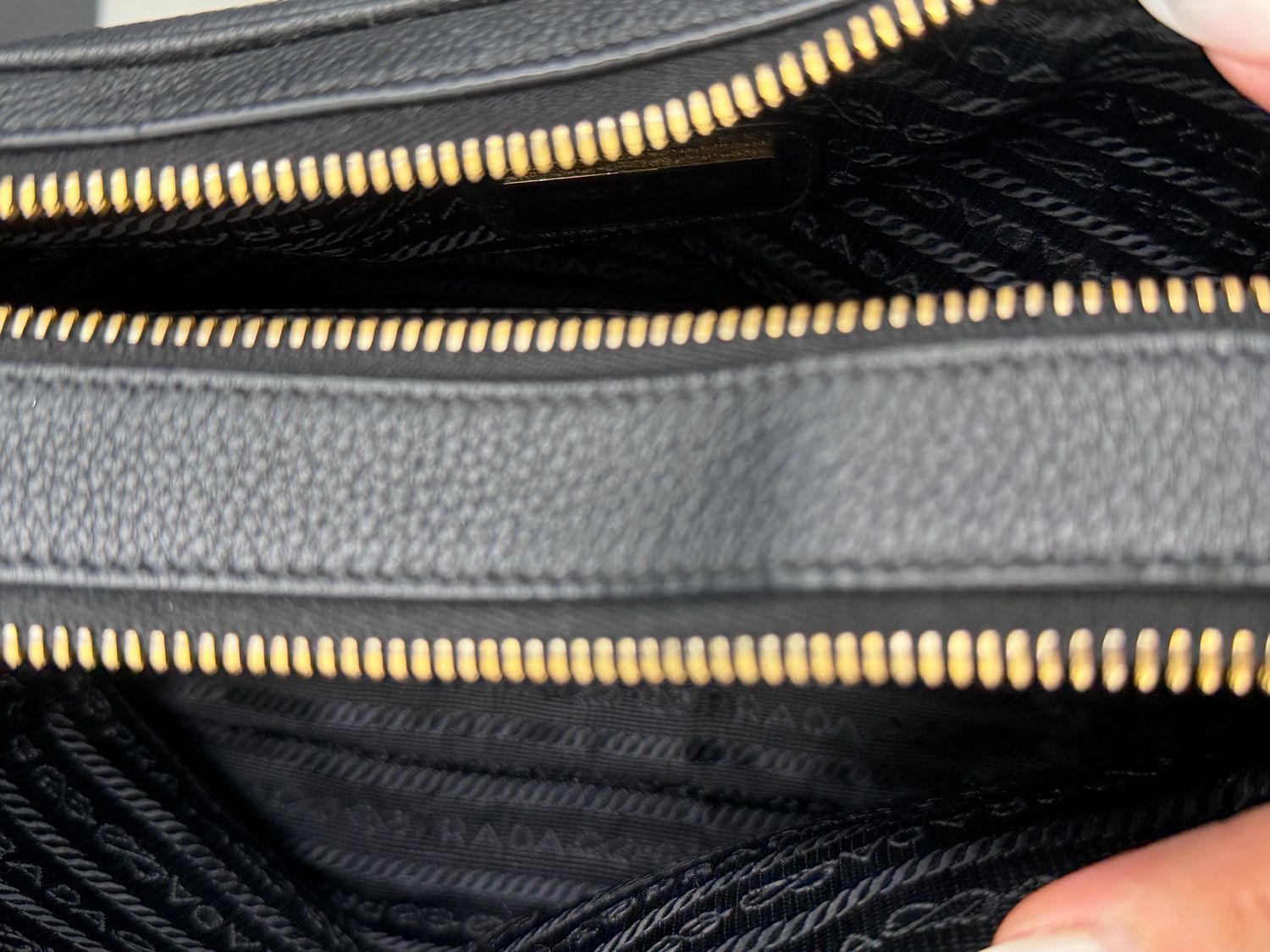 Prada Vitello Daino Camera Bag Black Nero Double Zipper Crossbody Messenger