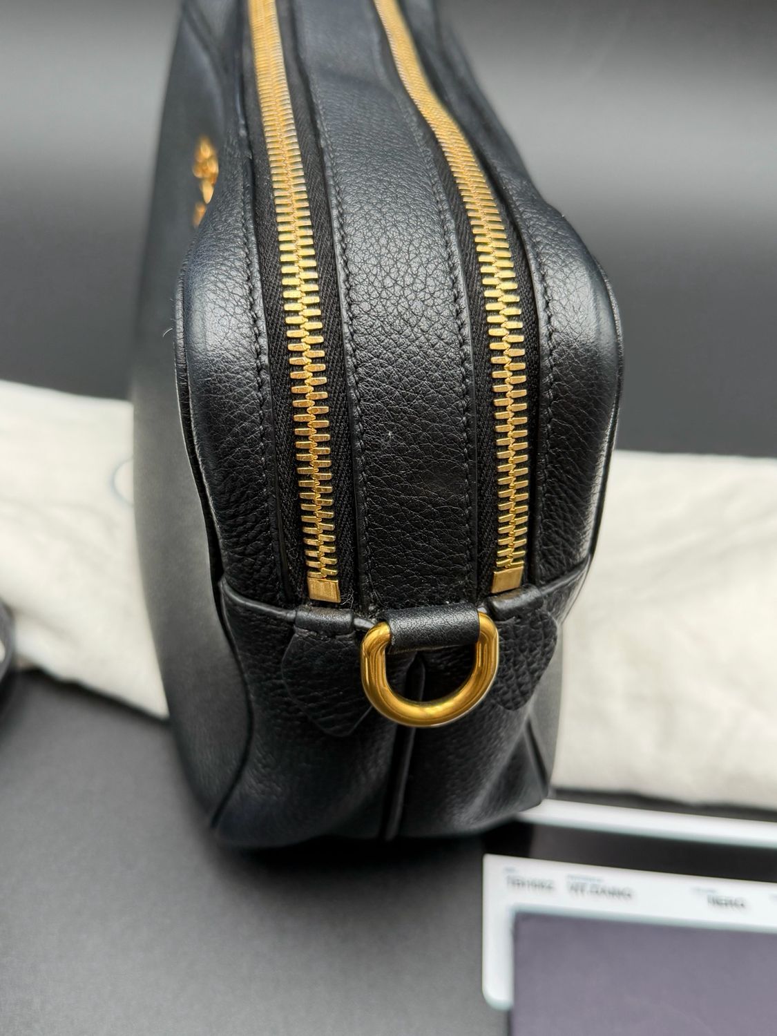 Prada Vitello Daino Camera Bag Black Nero Double Zipper Crossbody Messenger
