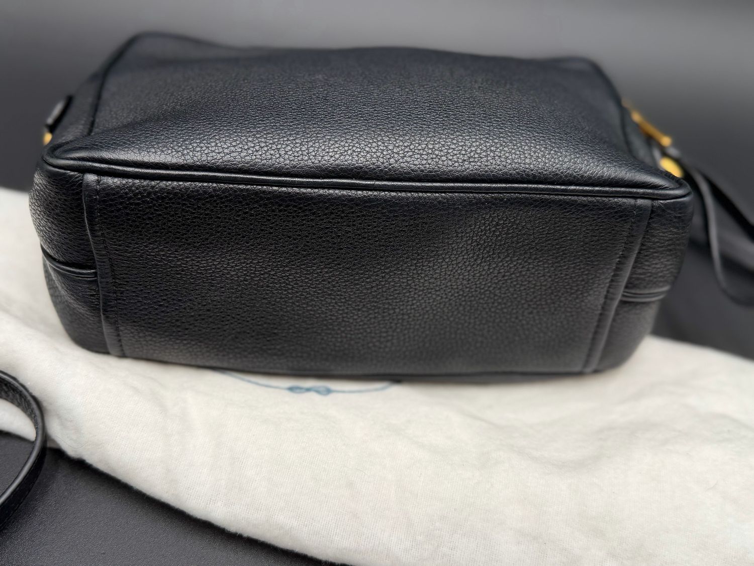 Prada Vitello Daino Camera Bag Black Nero Double Zipper Crossbody Messenger