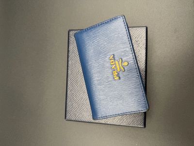 Prada Saffiano Blue Flap Card Holder
