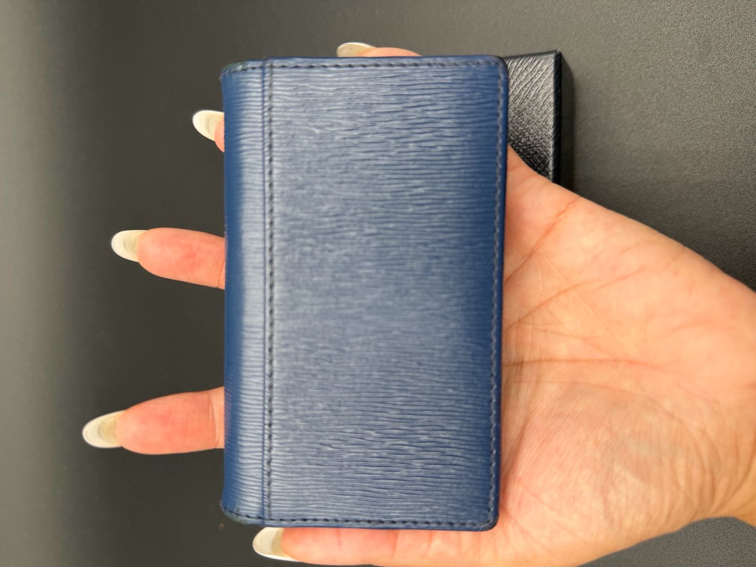 Prada Saffiano Blue Flap Card Holder