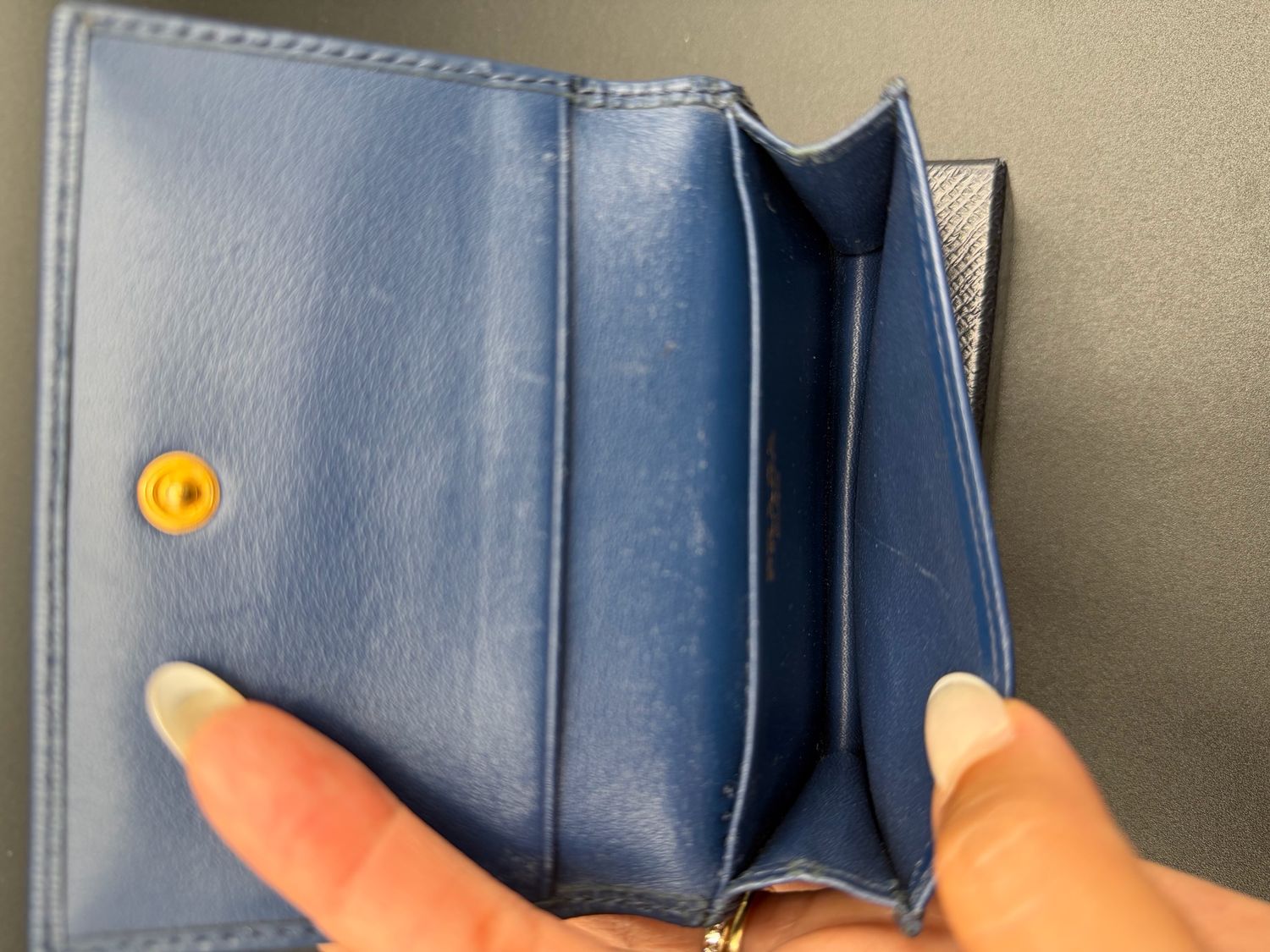 Prada Saffiano Blue Flap Card Holder