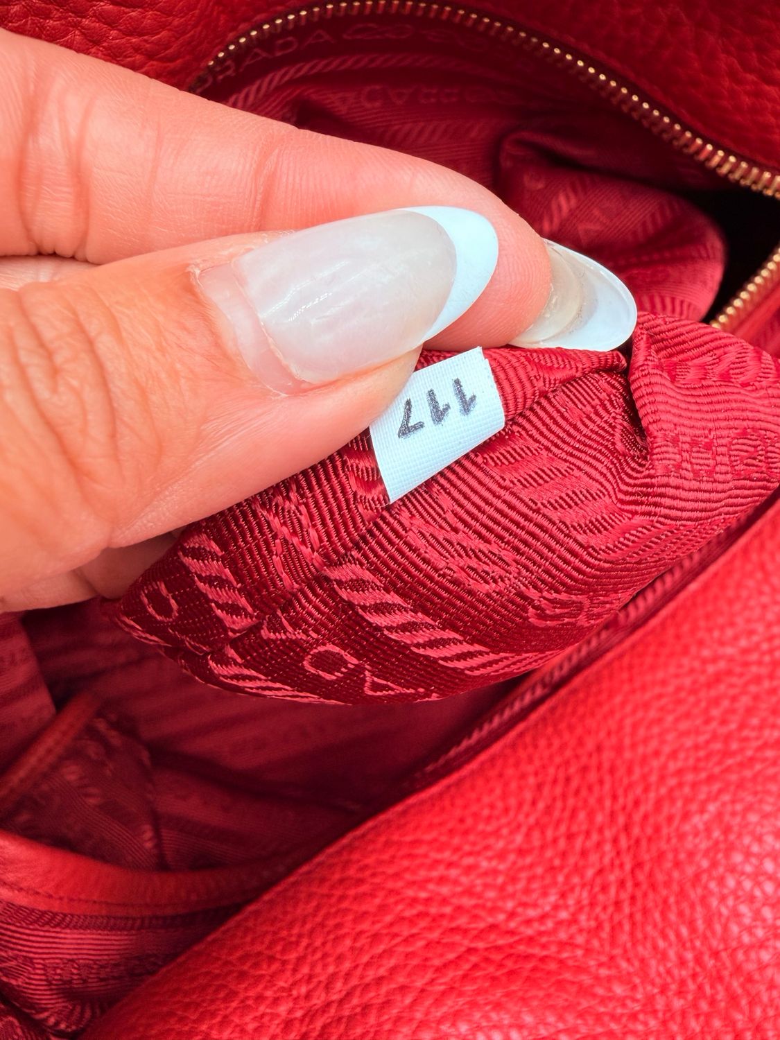 Prada Vitello Daino Vertical Tote Large Sling Messenger Red