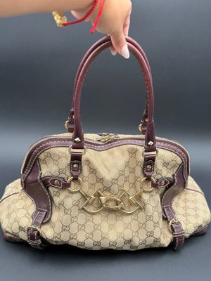 Gucci Monogram Canvas Horsebit Boston Bowler Nail Medium