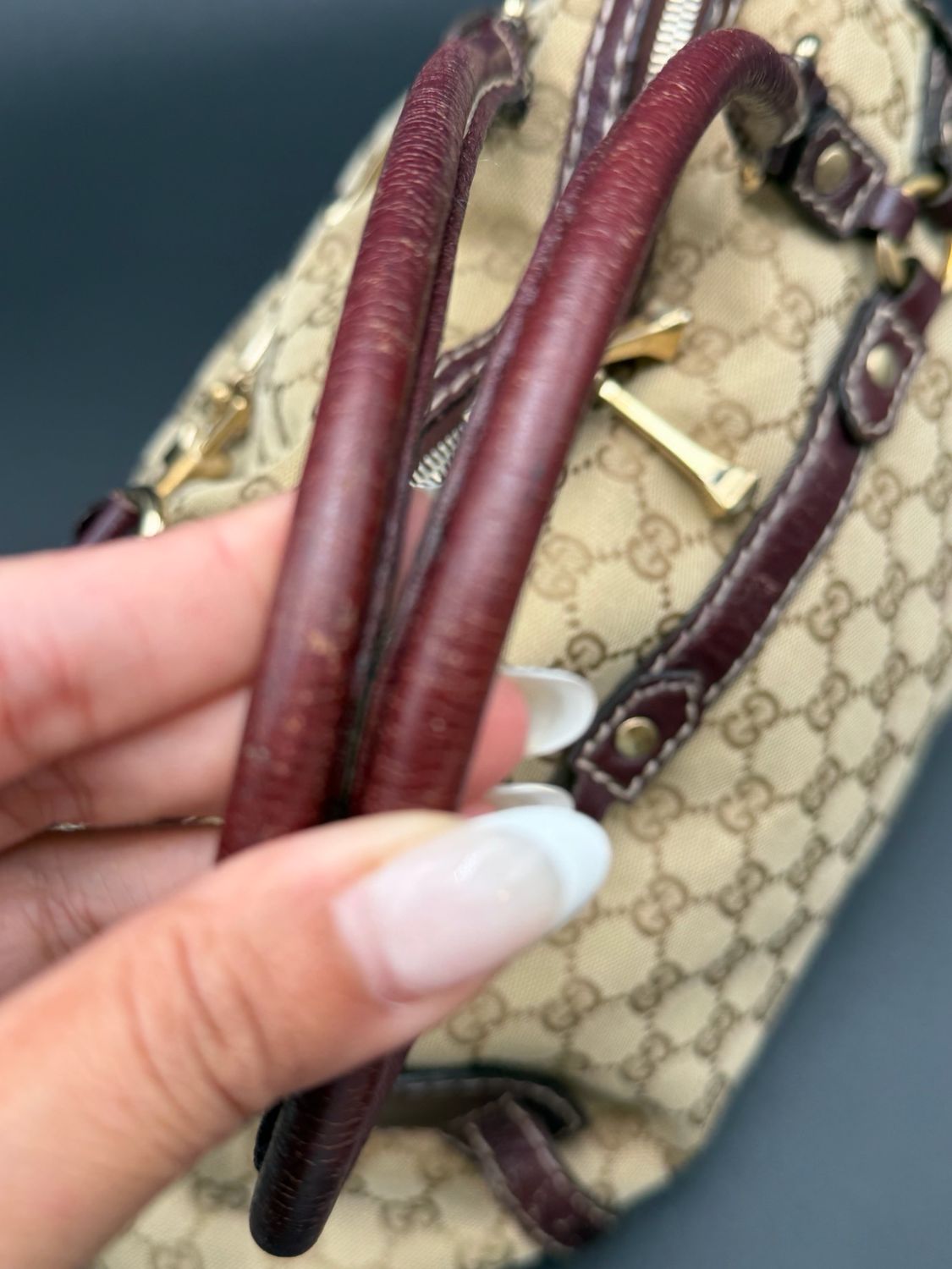 Gucci Monogram Canvas Horsebit Boston Bowler Nail Medium