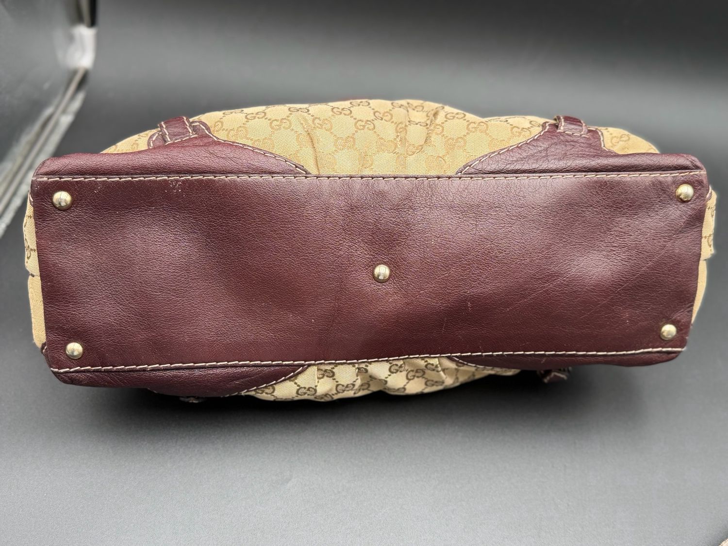 Gucci Monogram Canvas Horsebit Boston Bowler Nail Medium