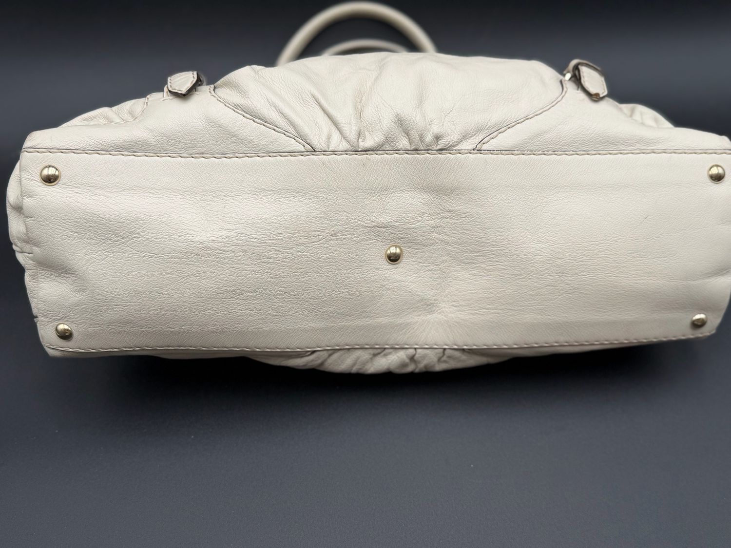 Gucci Leather Cream Boston Bowler Tote Shoulder Medium Horsebit Nail