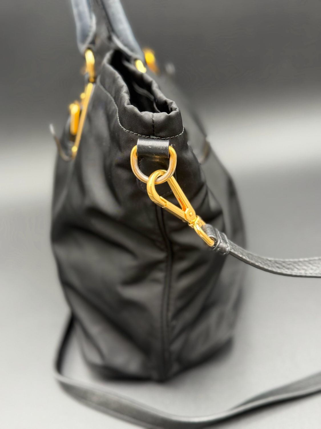 Prada Nylon Tessuto Belted Crossbody Convertible Sling Messenger Black