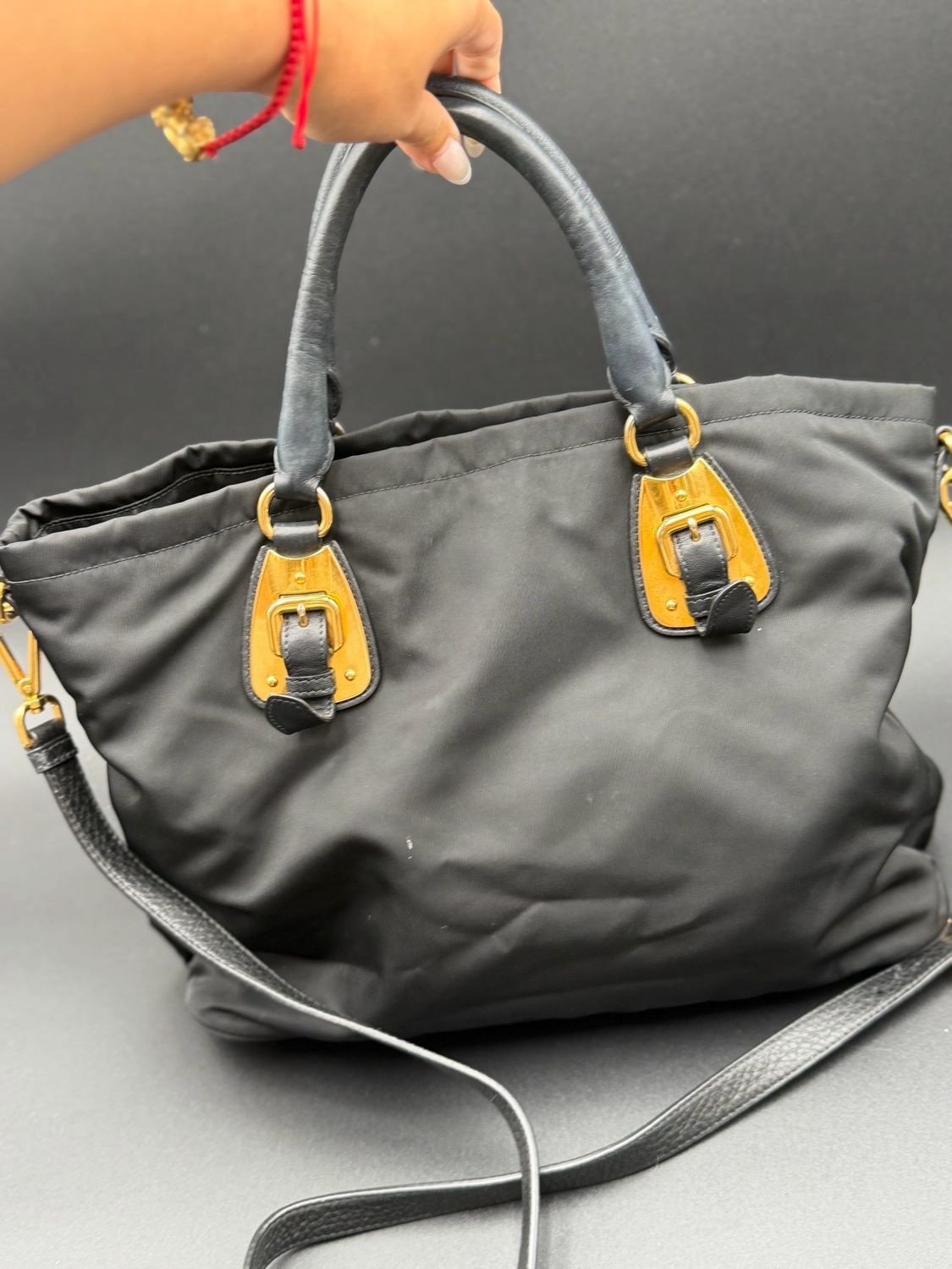 Prada Nylon Tessuto Belted Crossbody Convertible Sling Messenger Black