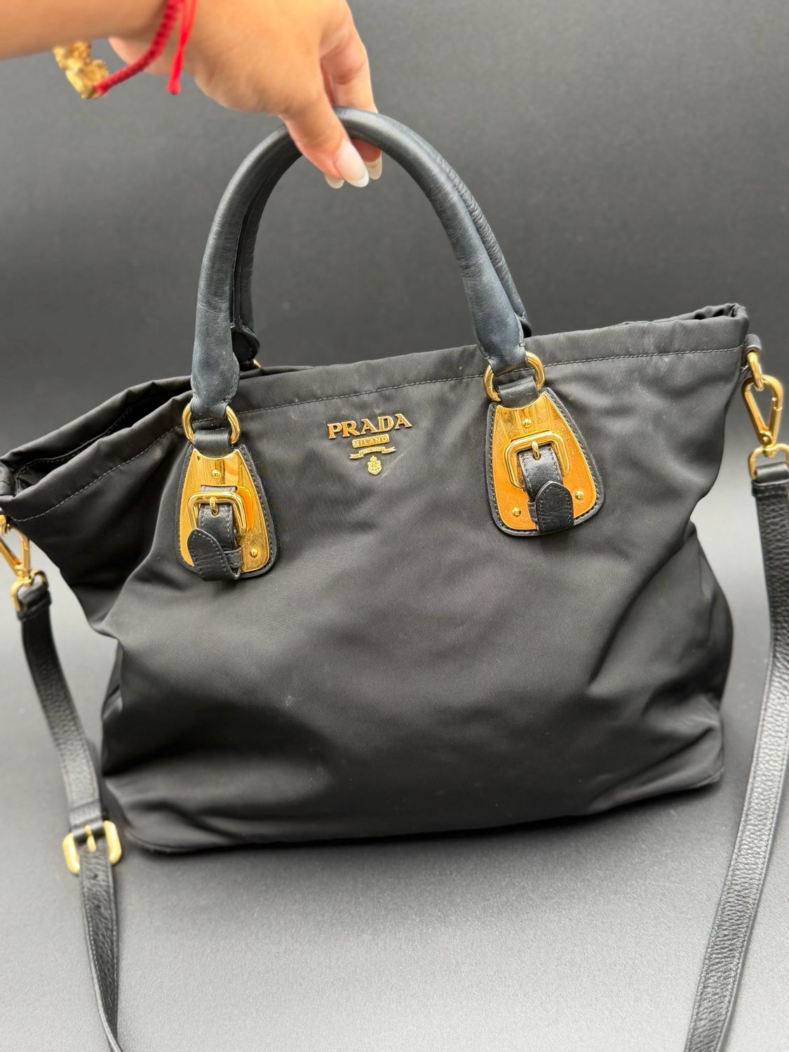 Prada Nylon Tessuto Belted Crossbody Convertible Sling Messenger Black