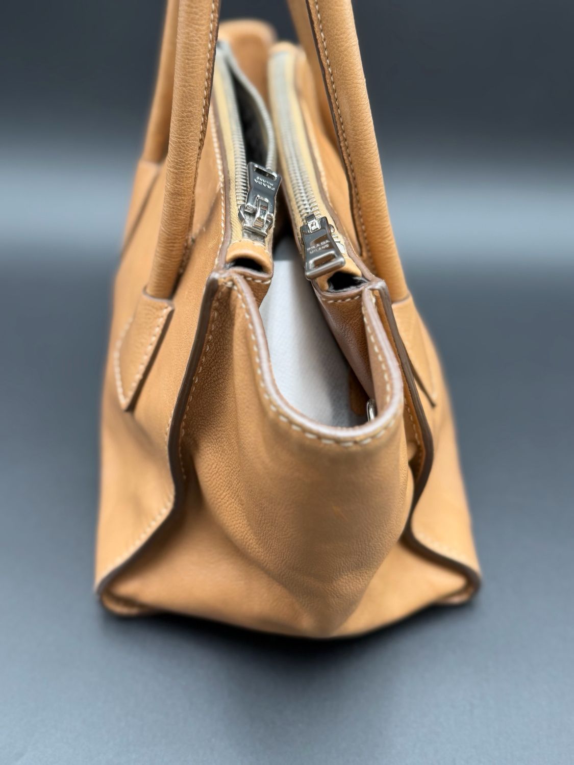 Soft Calf Top Handle Twin Tote Shoulder Bag