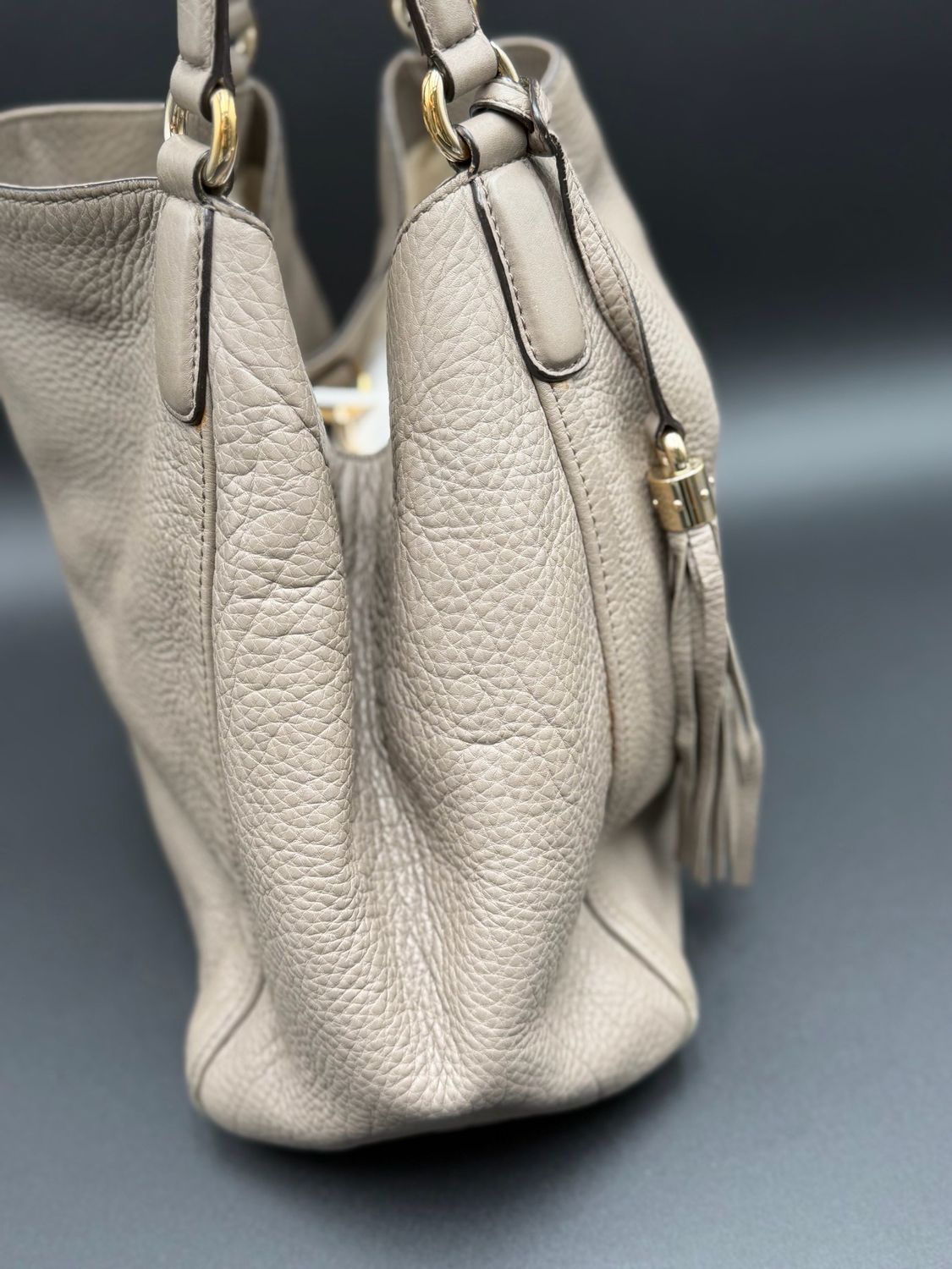 Gucci Soho Pebbled Leather Shoulder Bag Tote Cellarius Small