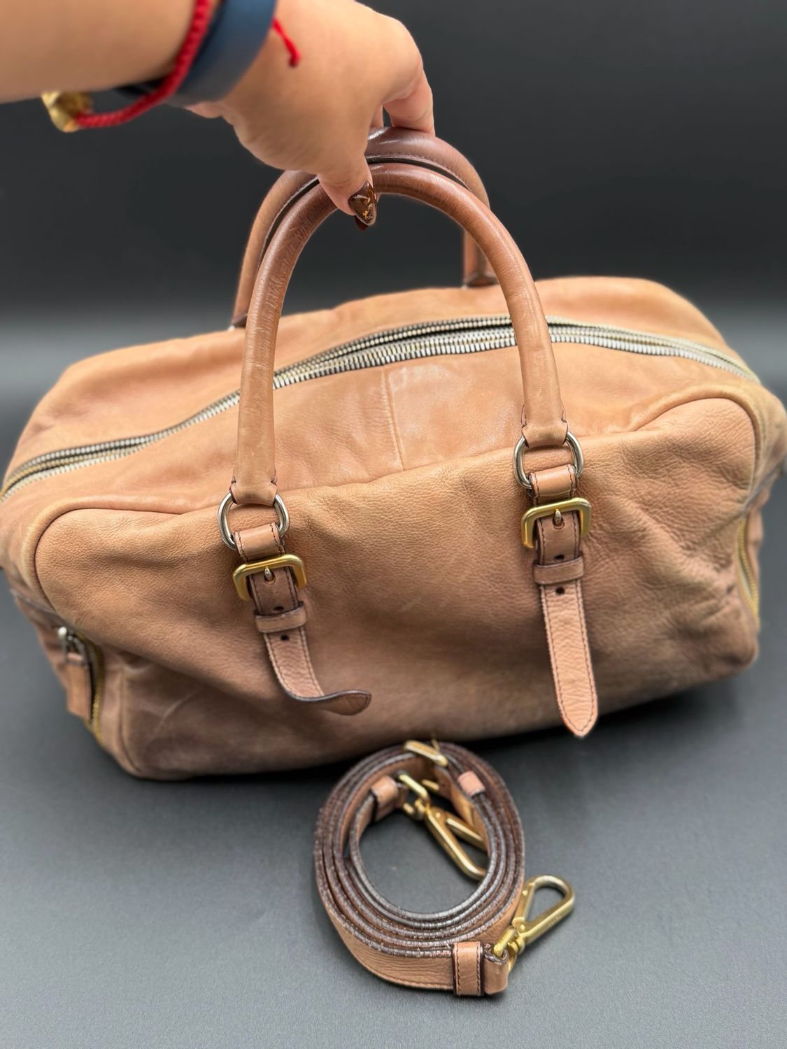 Prada Glace Calf Bowler Messenger Crossbody