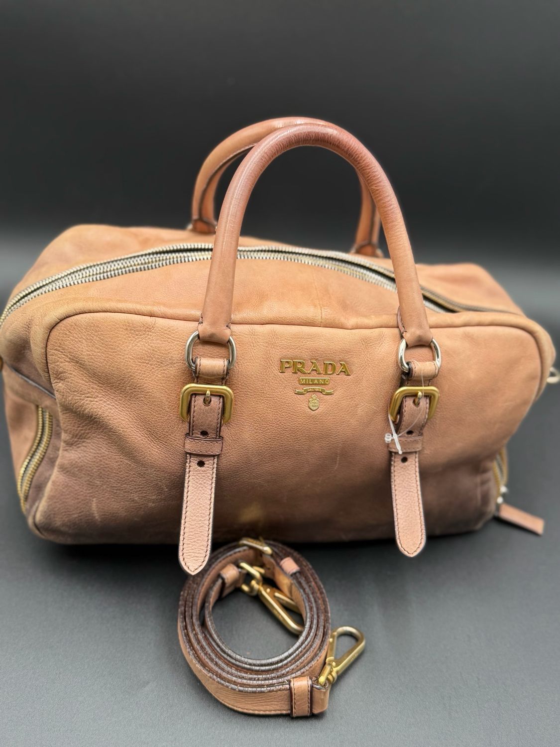 Prada Glace Calf Bowler Messenger Crossbody