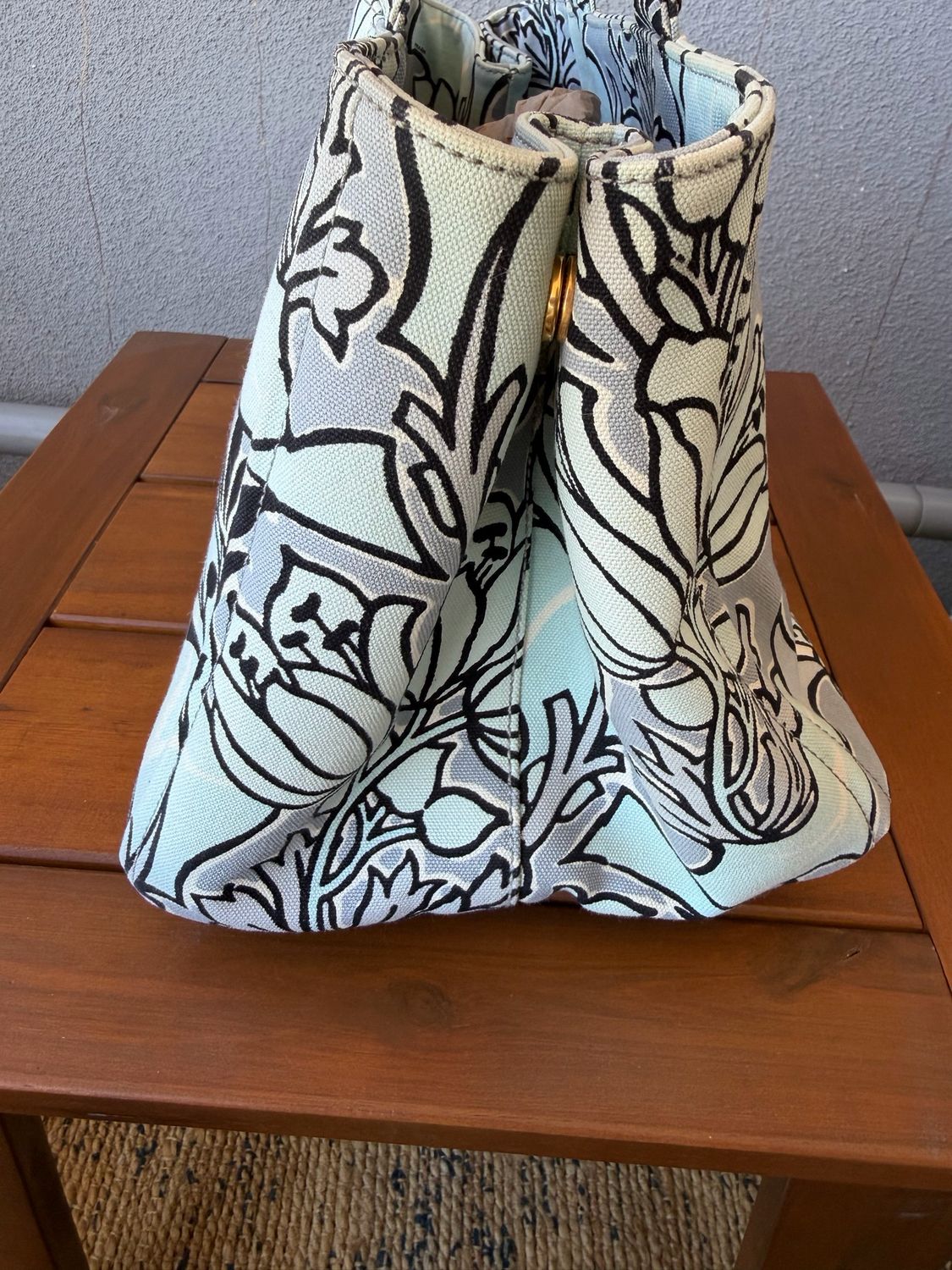 Prada Canapa Canvas Floral Print Large Crossbody Messenger