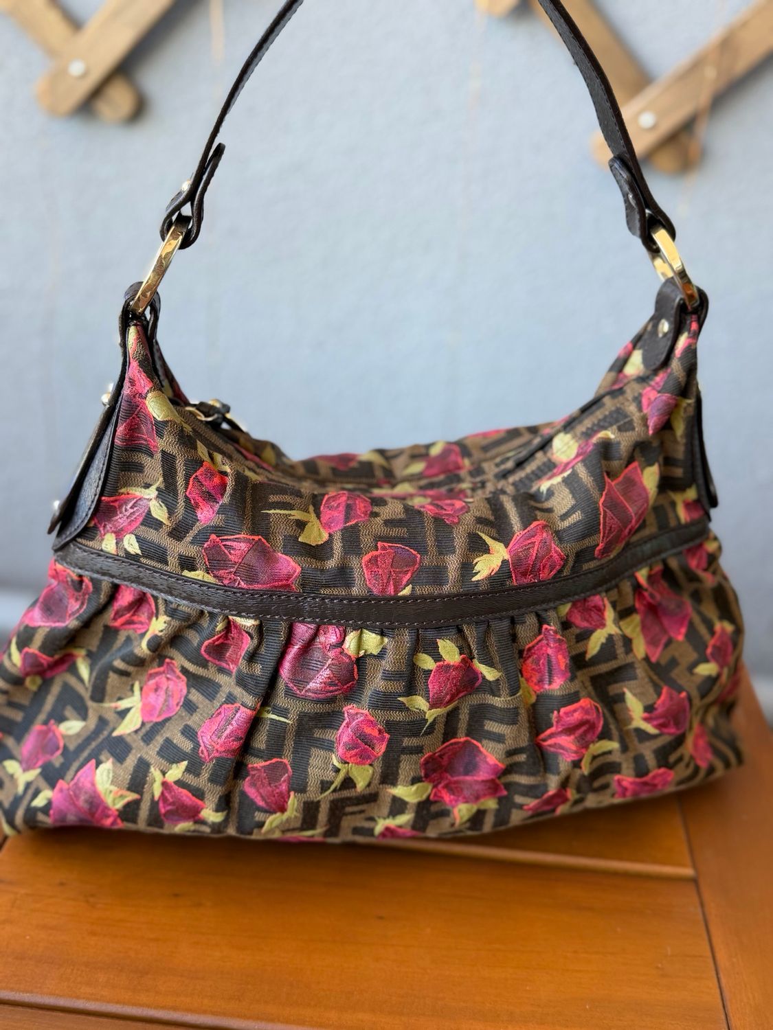 Fendi Zucca Chef Hobo Rose Limited Shoulder Bag