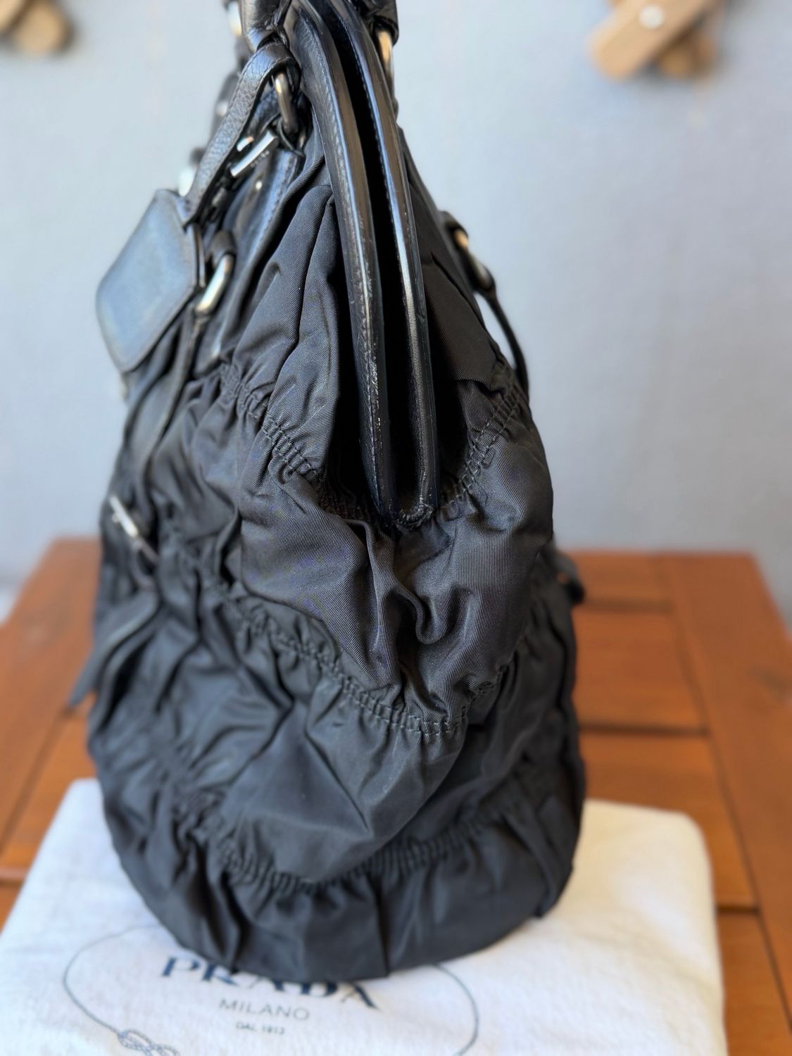 Prada Nylon Tessuto Gaufre Braided Tote Shoulder Vertical