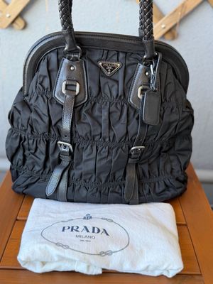Prada Nylon Tessuto Gaufre Braided Tote Shoulder Vertical