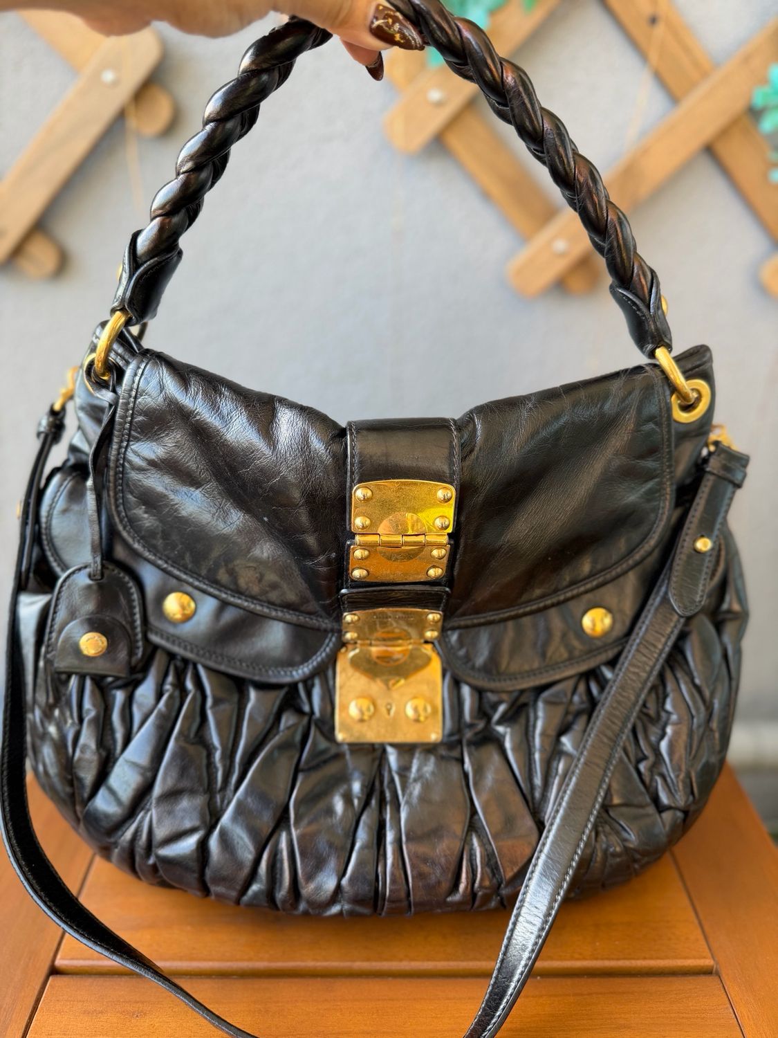 Miumiu Nappa Coffer Matelasse Hobo Sling Messenger