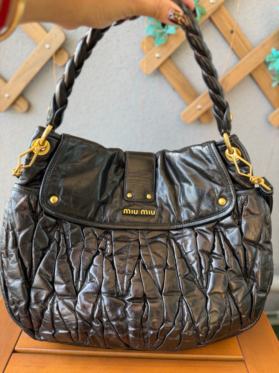 Miumiu Nappa Coffer Matelasse Hobo Sling Messenger