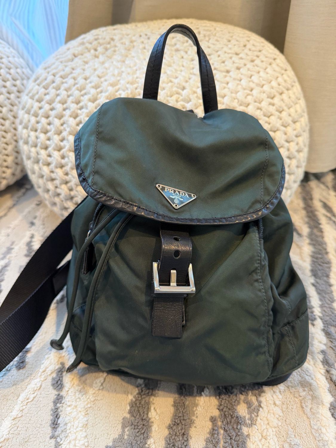 Prada Nylon Tessuto Backpack Small Green