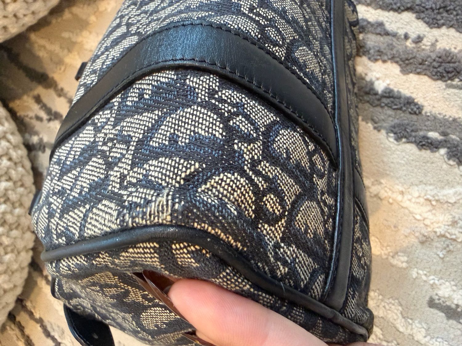 Christian Dior Trotter Mini Bowler Boston Satchel Navy